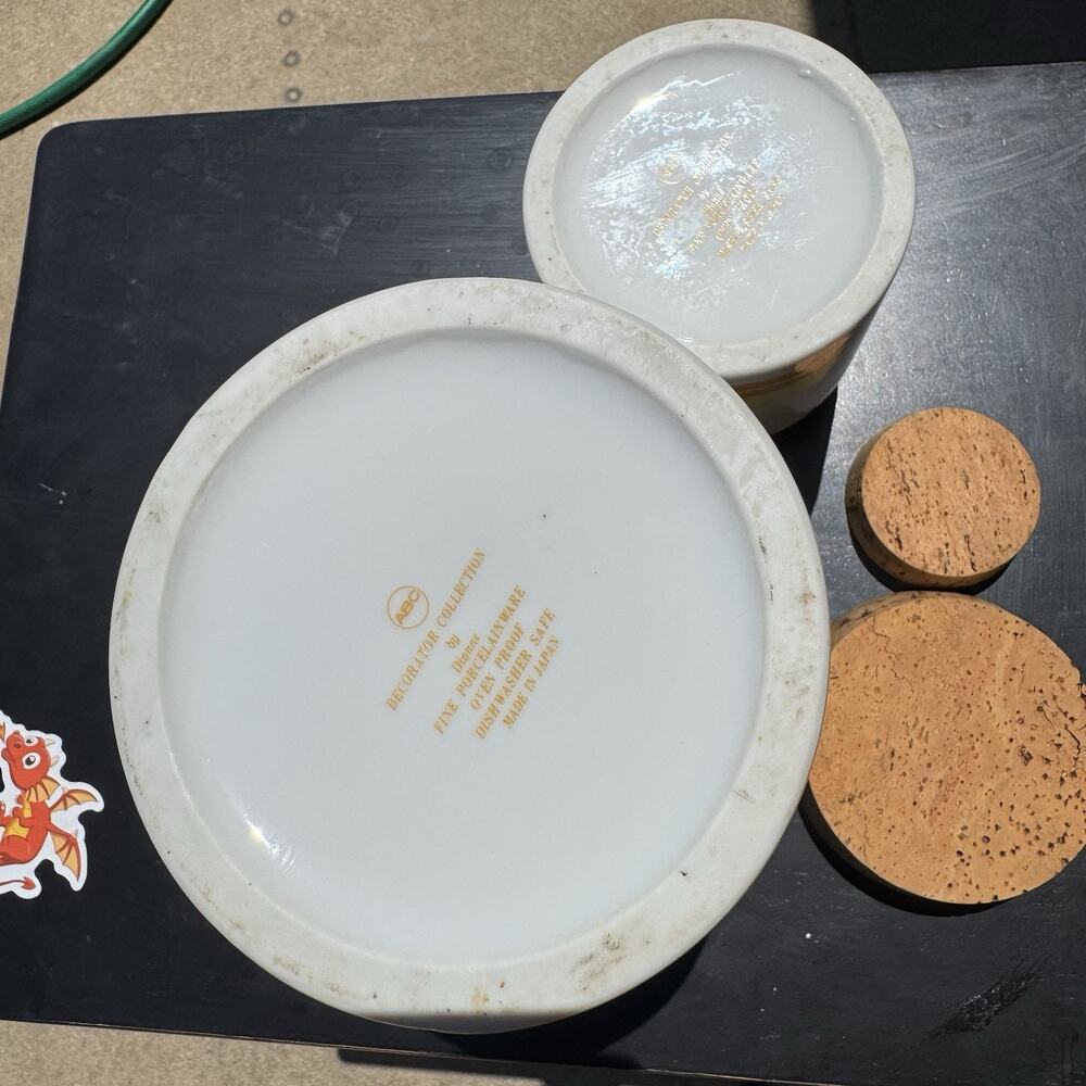Vintage ABC Decorator Collection Porcelain Canister Set Japan Cork Lid MCM Retro - Picture 4 of 10